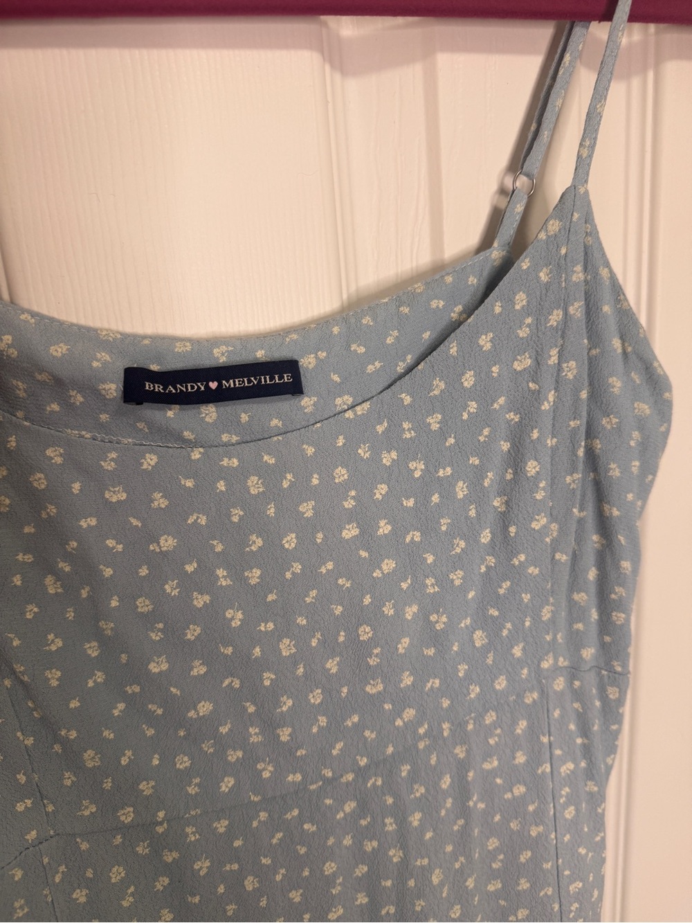 Brandy Melville Light Blue Spaghetti Strap Maxi Dress with White Dot Print - Picture 5 of 5